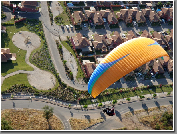 Niviuk paraglider flying over Las Vizcachas, Santiago de Chile, Chile