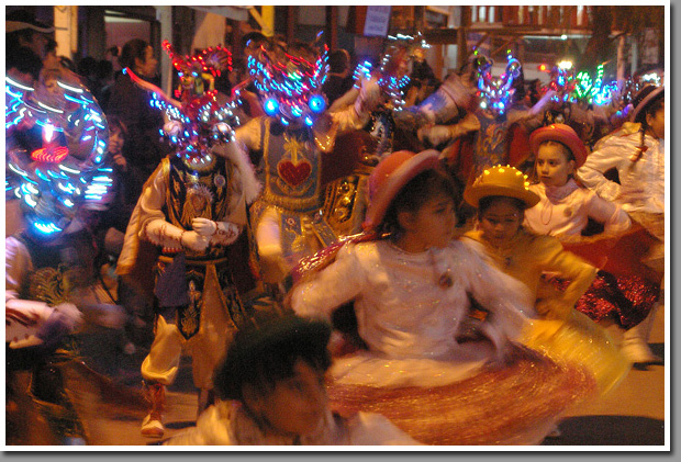 Dancers during religious feast of Fiesta de La Tirana, La Tirana, Chile