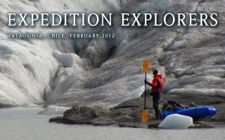 Expedition Explorers 2012 - Jarek Wieczorek exploring in his packraft one of the northern arms of San Quintin glacier - the largest glacier of Northern Patagonian Ice Field, Patagonia, Chile
